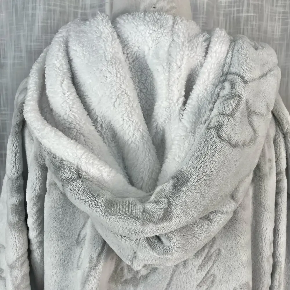 Wizarding World Harry Potter Hedwig Robe L Gray Cozy Lounge Plush Fleece Hooded